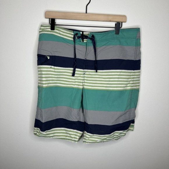 Mens Patagonia Performance Striped Swim Board Trunks Shorts Suit Size 34 EUC - Picture 1 of 3
